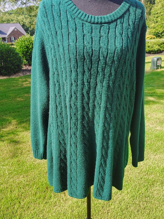 Jessica London Sweaters - Jessica London Emerald Green Cable Knit Scoop Neck Sweater